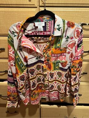 Calypso St. Barth Pink and Green Printed Button-Up Shirt
